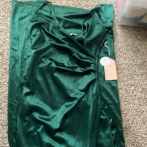 Elegant Green Satin Dress